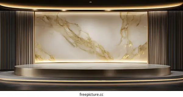 Golden Marble Stage Design for Product Display