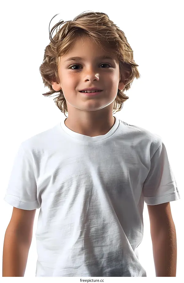 Portrait of a Smiling Boy on White