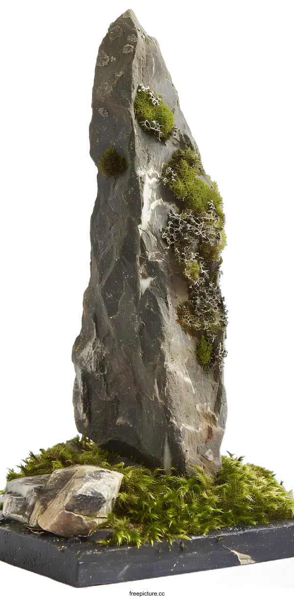 [Transparent Background PNG]Close Up of a Green Moss Covered Rock