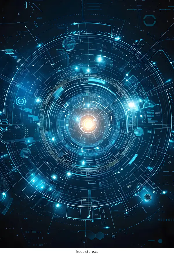 Abstract Technology Background With Circular Digital Data