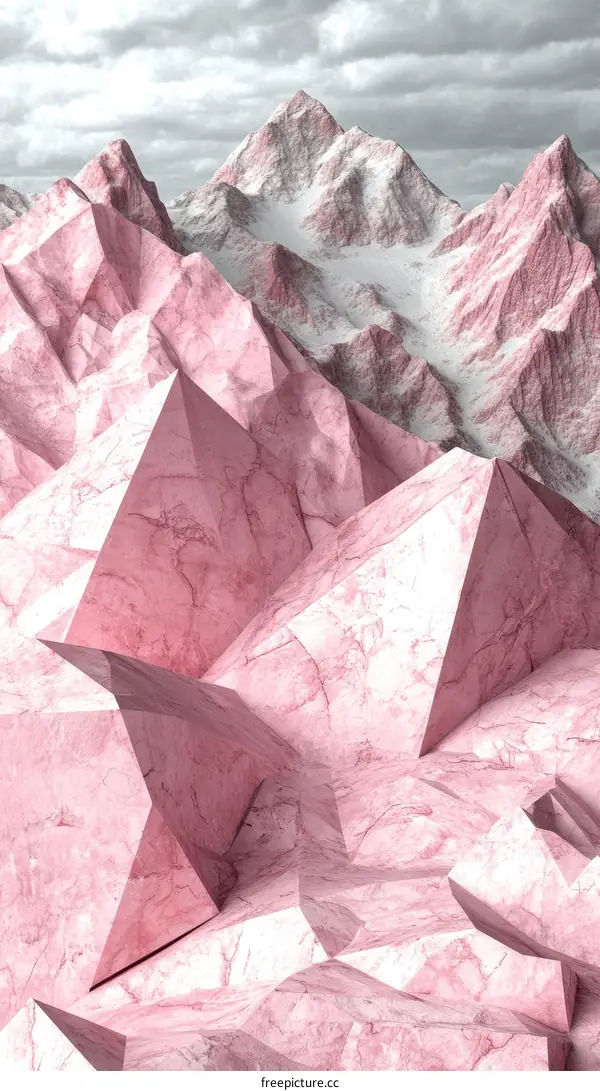Abstract Pink Mountainscape Illustration