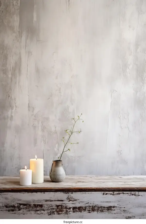 Still life with candles and a vase