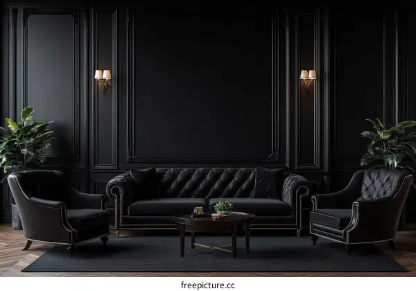 Dark Elegant Living Room Interior Design