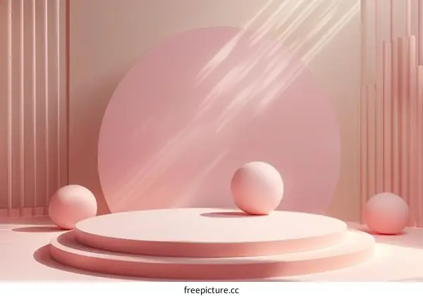 Pink Geometric Product Display Platform