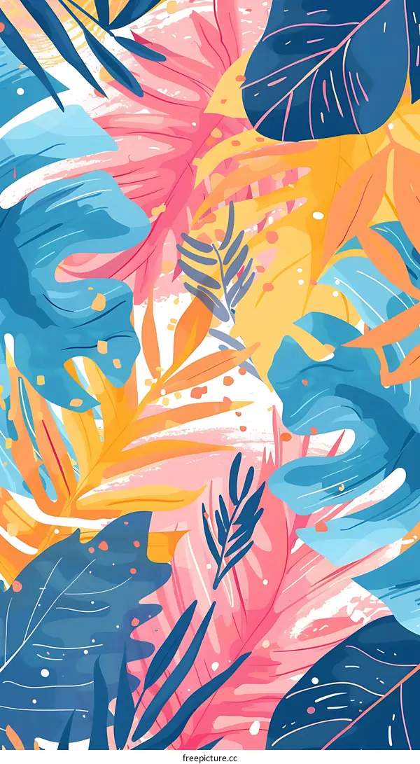 Colorful Tropical Leaves Illustration