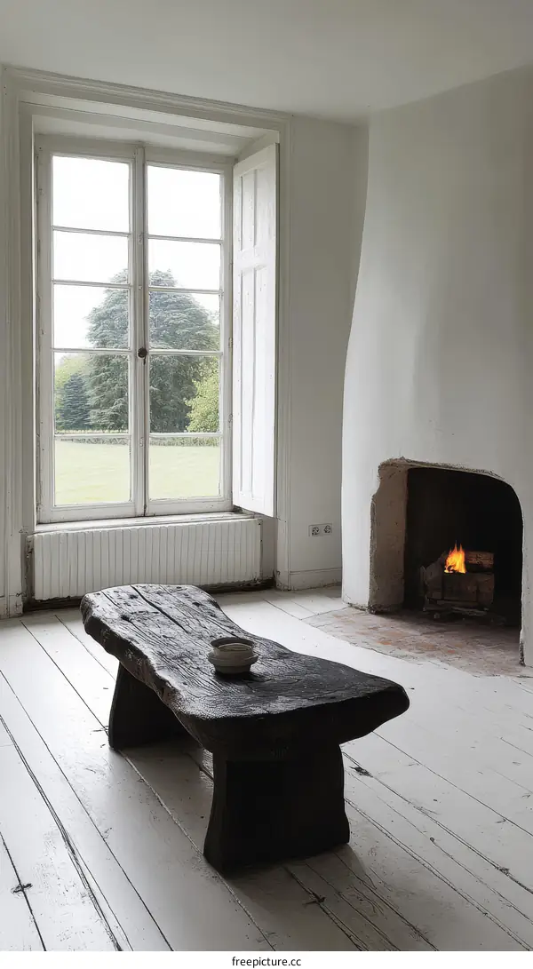 Rustic Farmhouse Living Room with Large Window