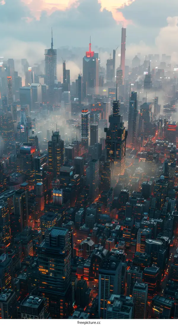 Futuristic Cityscape Aerial View