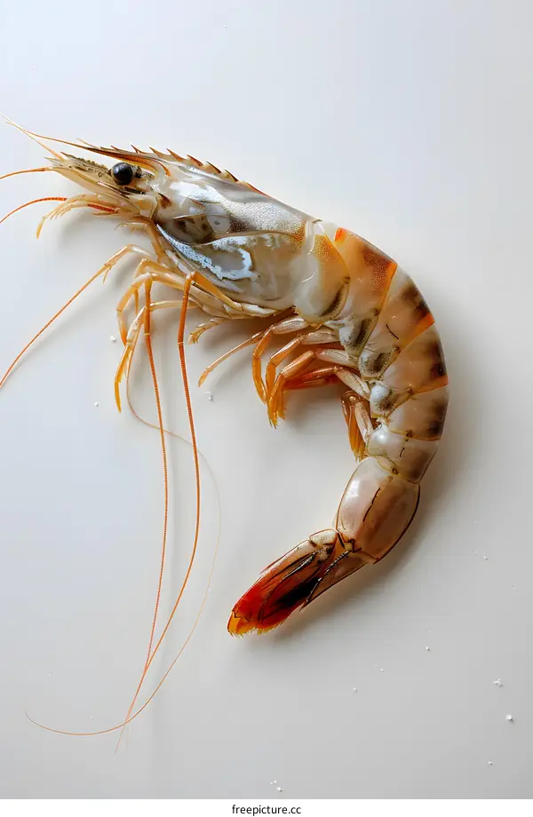 a fresh shrimp on white background