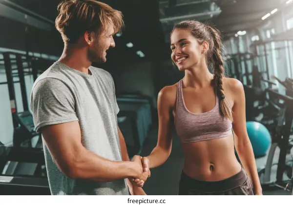 Fitness Center Partnership Handshake