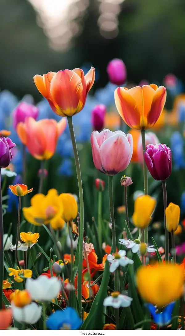 Field of tulips in full bloom