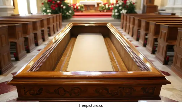 Ornate Wooden Altar Table in a Church
