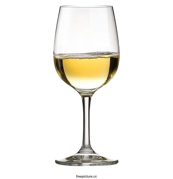 [Transparent Background PNG]Elegant White Wine Glass with Light Golden Liquid