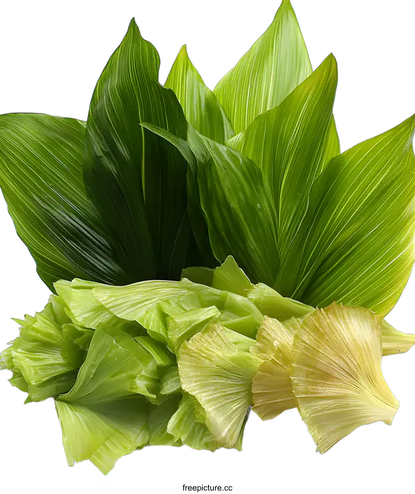 [Transparent Background PNG]Green and Yellow Leaf Arrangement with White Background