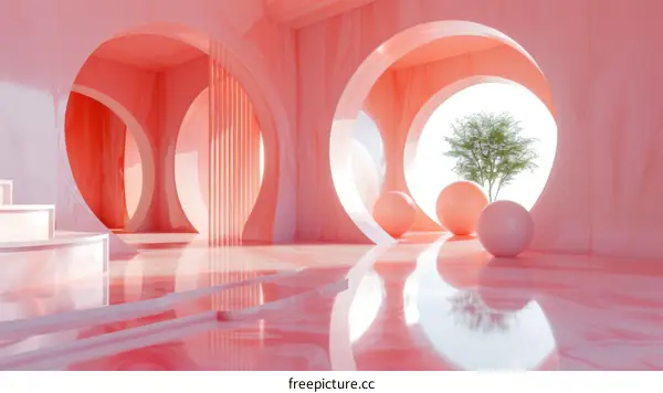 Abstract Pink Architectural Interior Design