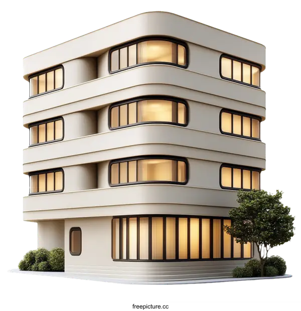 [Transparent Background PNG]Modern Art Deco Style Apartment Building