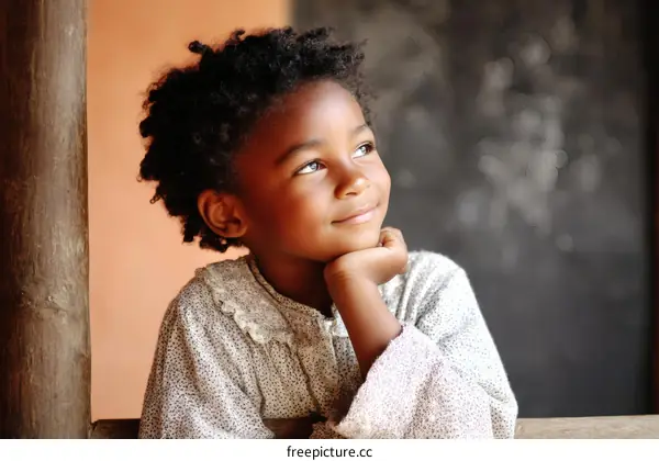 Thoughtful African Child Portrait