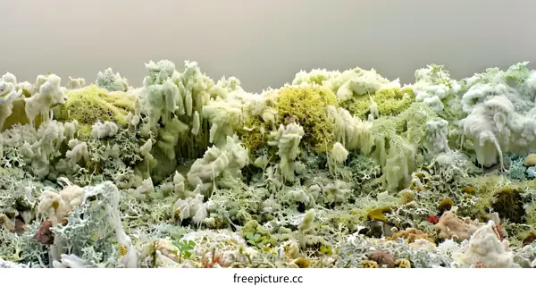 Close Up of Lichens Growing on a Rock