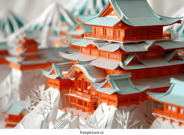 A paper model of a Japanese castle