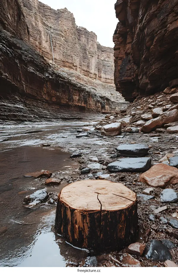 Tree Stump in Canyon River