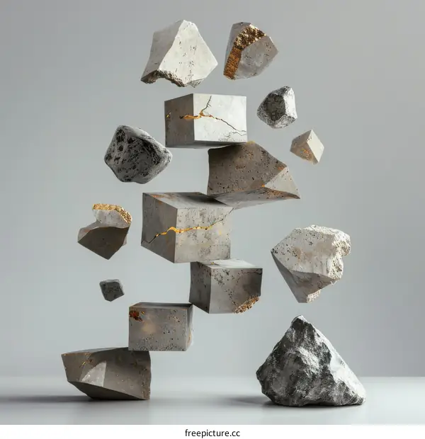 Floating Concrete Blocks and Rocks