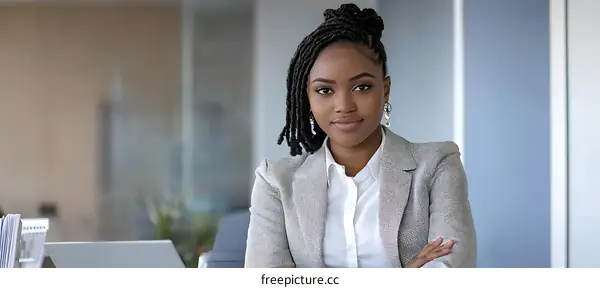 Confident African Woman in Business Outfit