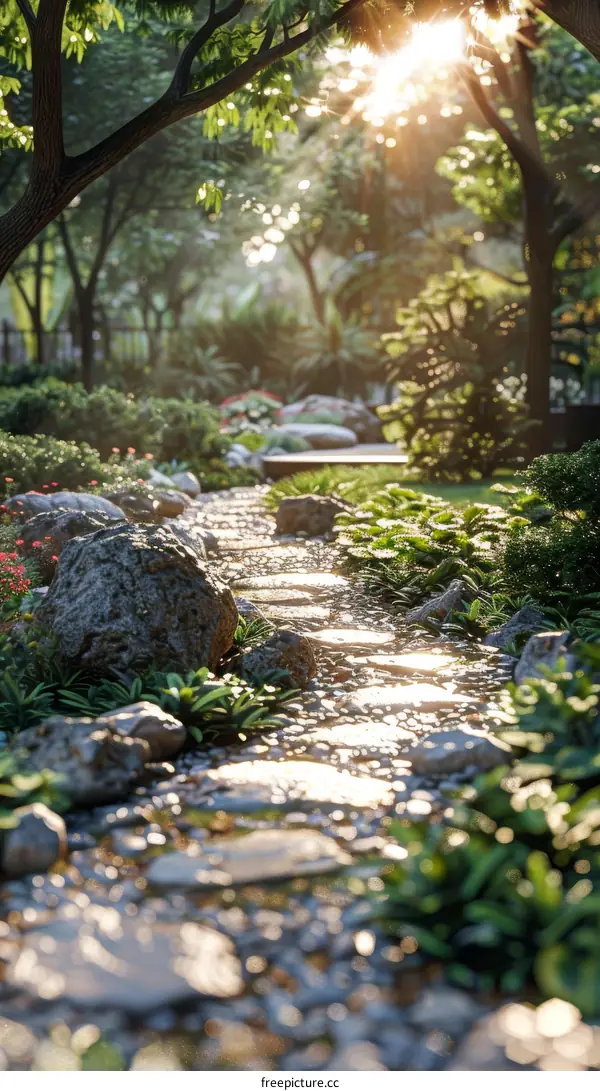 Japanese Garden: A Serene Retreat Under Sunlight