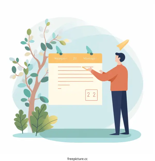 man checking his schedule on a wall calendar