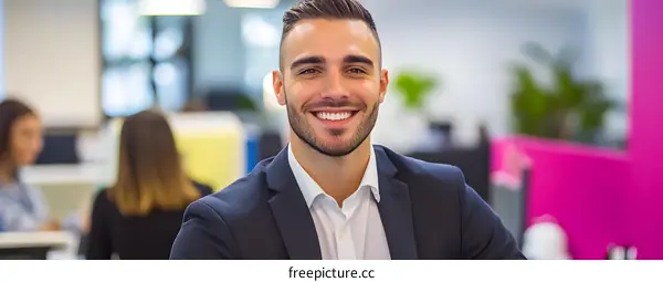 Smiling Businessman in an Office