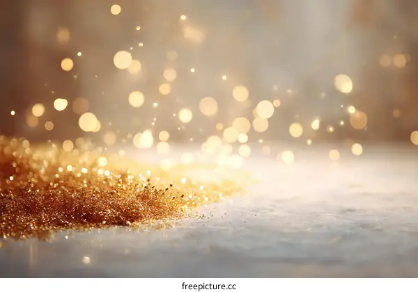 Golden Glitter Background with Bokeh Lights