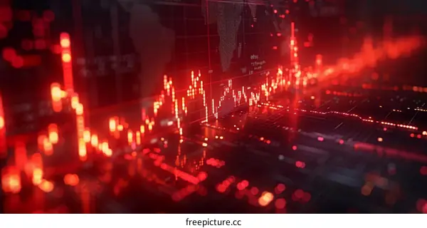 Red glowing stock market graph showing economic recession.