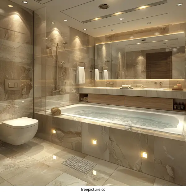 Luxury Modern Bathroom Design with Jacuzzi Tub