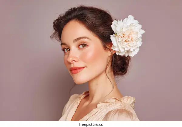 Beautiful Woman with a Flower in her Hair