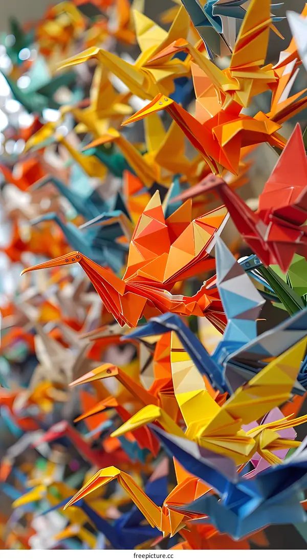 Colorful Origami Cranes