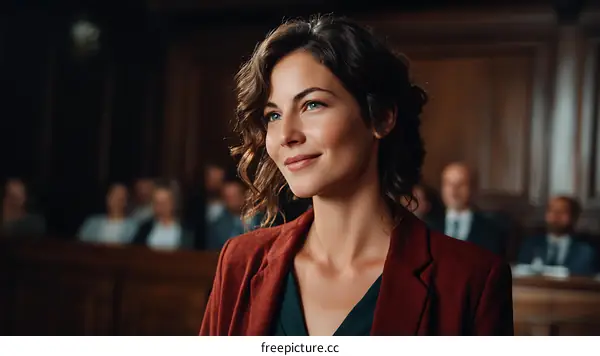Caucasian Woman in Courtroom Setting