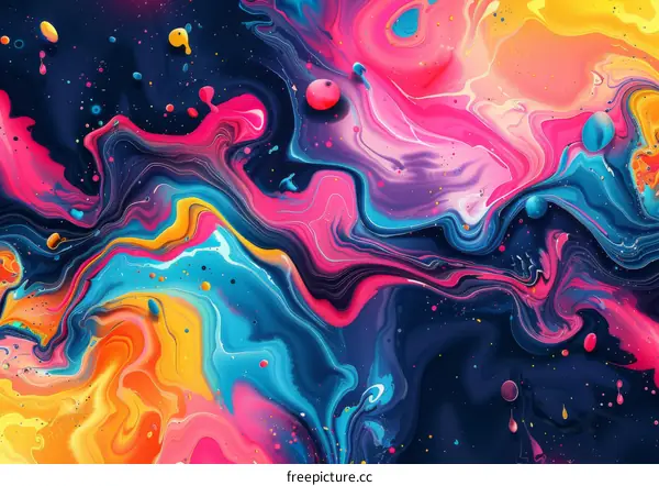 Abstract Colorful Liquid Painting Art