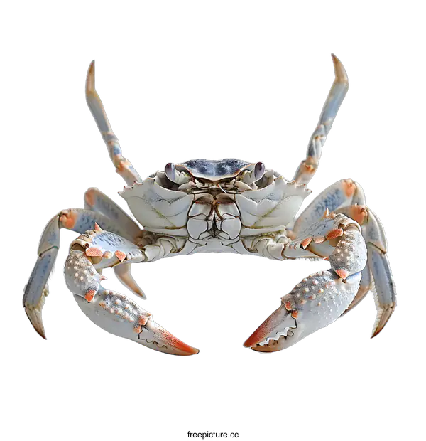 [Transparent Background PNG]A blue crab with its claws raised in the air