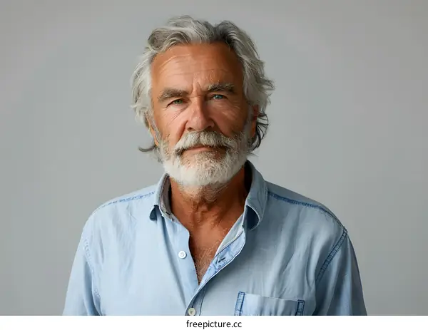 Portrait of a handsome senior man with grey hair and beard