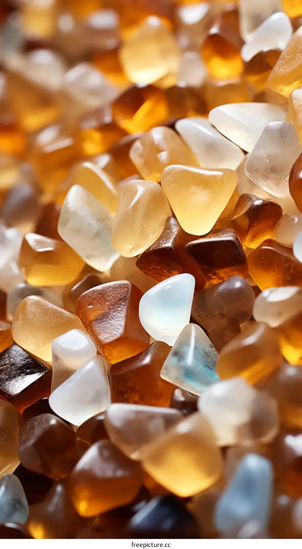 Close-up of a pile of shiny pebbles