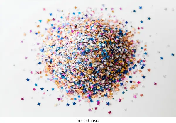 Multicolored Glitter Stars on White Background