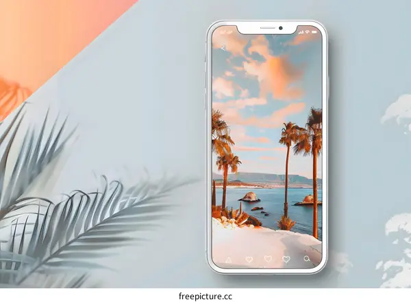 Palm Trees and Sunset on a Beach Phone Screen
