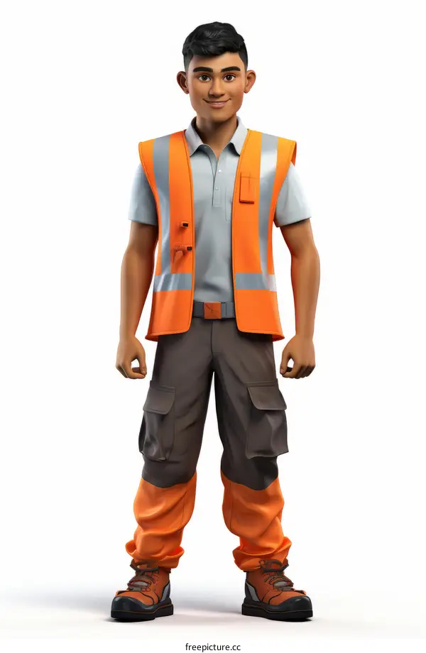 Construction worker wearing a reflective vest and hard hat