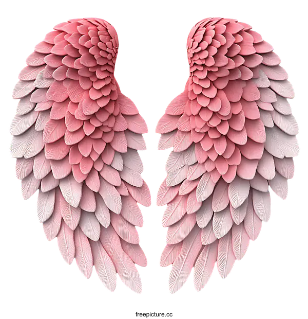 [Transparent Background PNG]Beautiful Pink Angel Wings Illustration