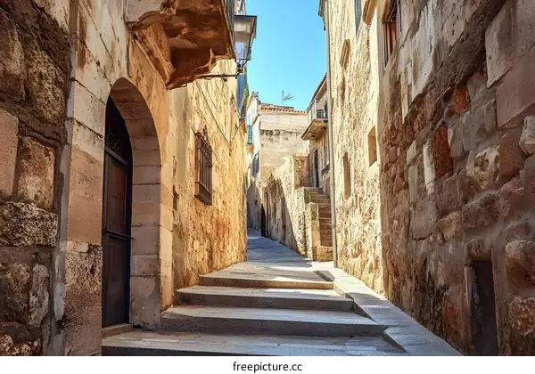Stone Steps in a Narrow European Alley