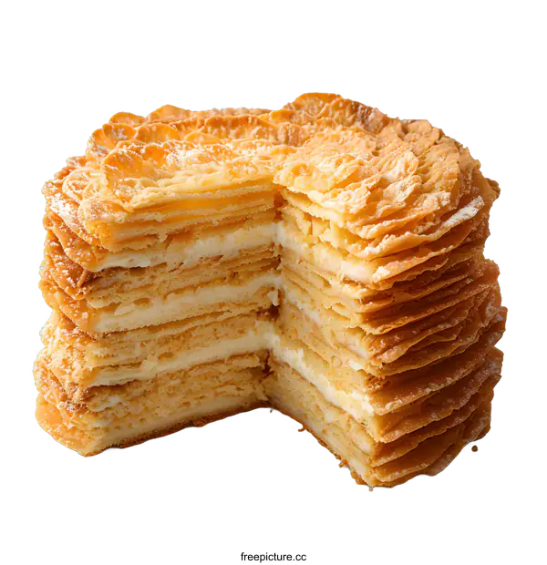 [Transparent Background PNG]Delicious layered cake with a slice cut out