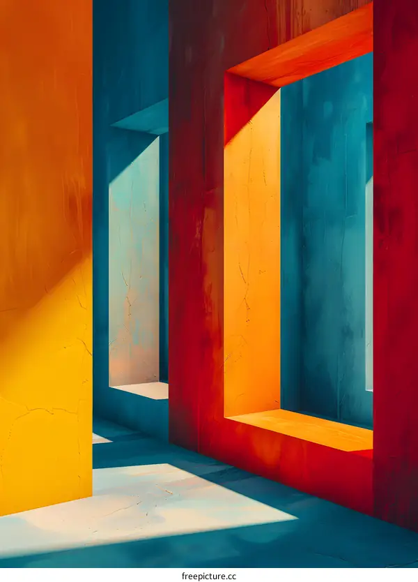 3D rendering of a colorful abstract room