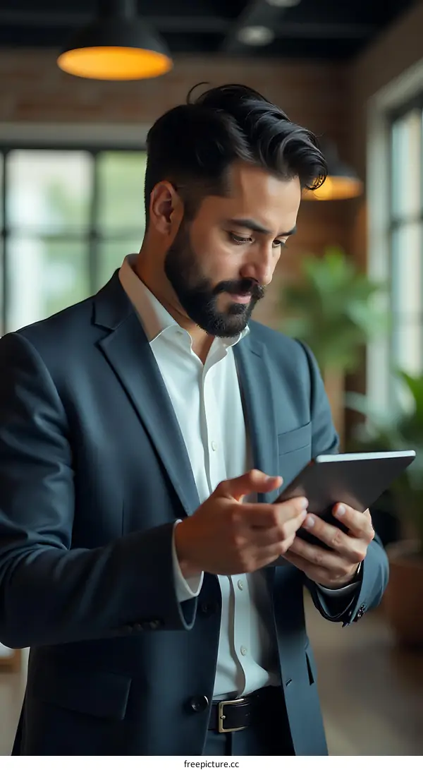 Businessman Using Tablet In Office