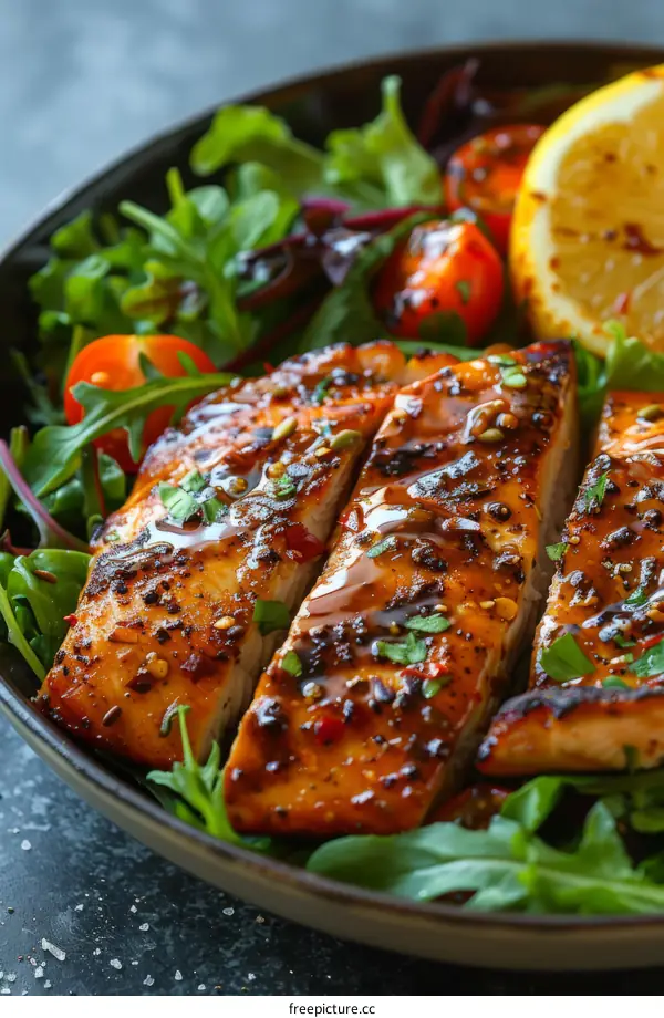 Grilled Honey Garlic Salmon with Salad