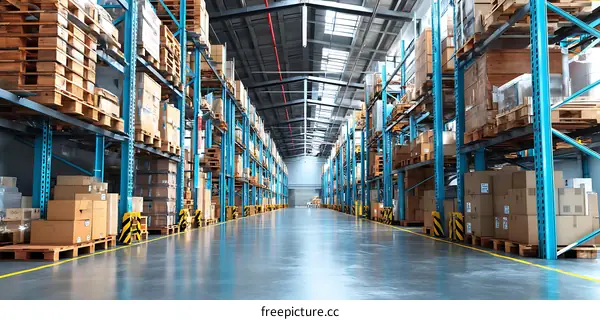 Large Warehouse Interior with Storage Racks