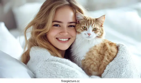 Woman and Cat Cozy Weekend Moments