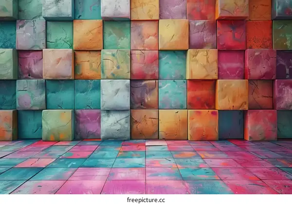 Colorful Geometric Cubed Abstract Background